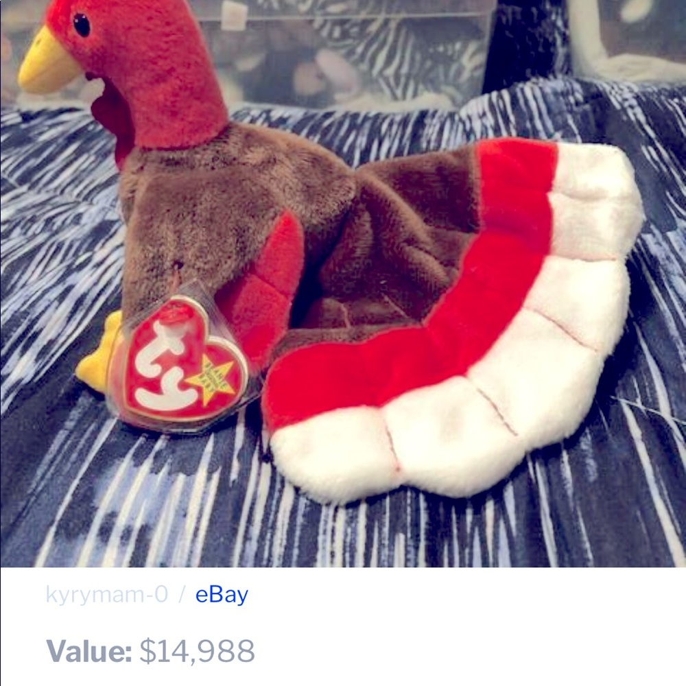 Beanie babies. Pictured is gobbler